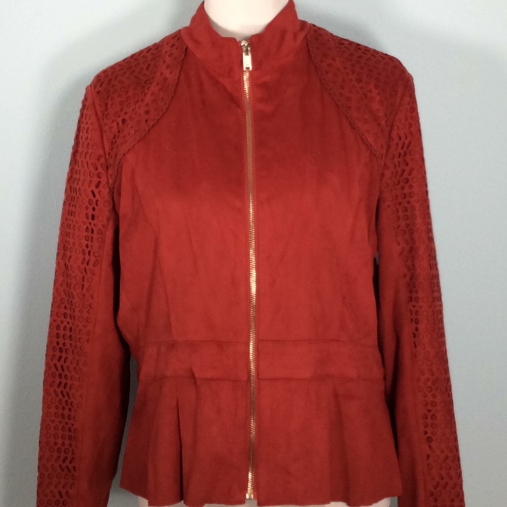 Velvety Soft New York &Co Red Jacket w/Gold Zipper